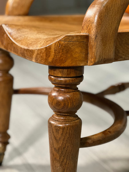 Antique Oak And Leather Desk Chair