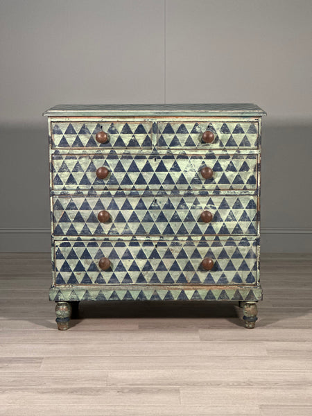 19th Century Geometric Painted Chest Of Drawers