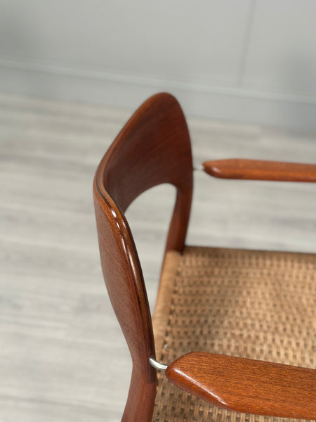 Set of 6 Danish Teak And Paper Cord Dining Chairs Designed By Arne Hovmand Olsen For Mogens Kold