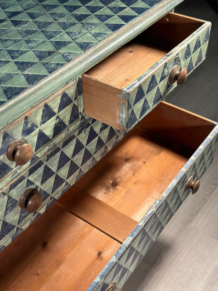19th Century Geometric Painted Chest Of Drawers