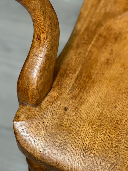 Antique Oak And Leather Desk Chair