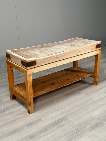 Antique Butchers Block On Stand