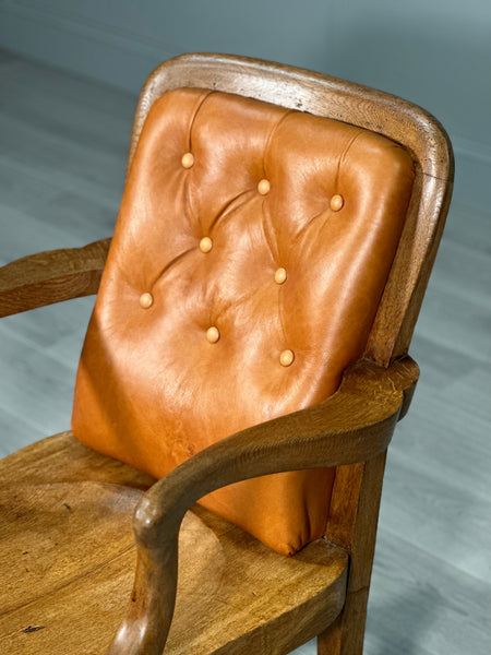 Antique Oak And Leather Desk Chair