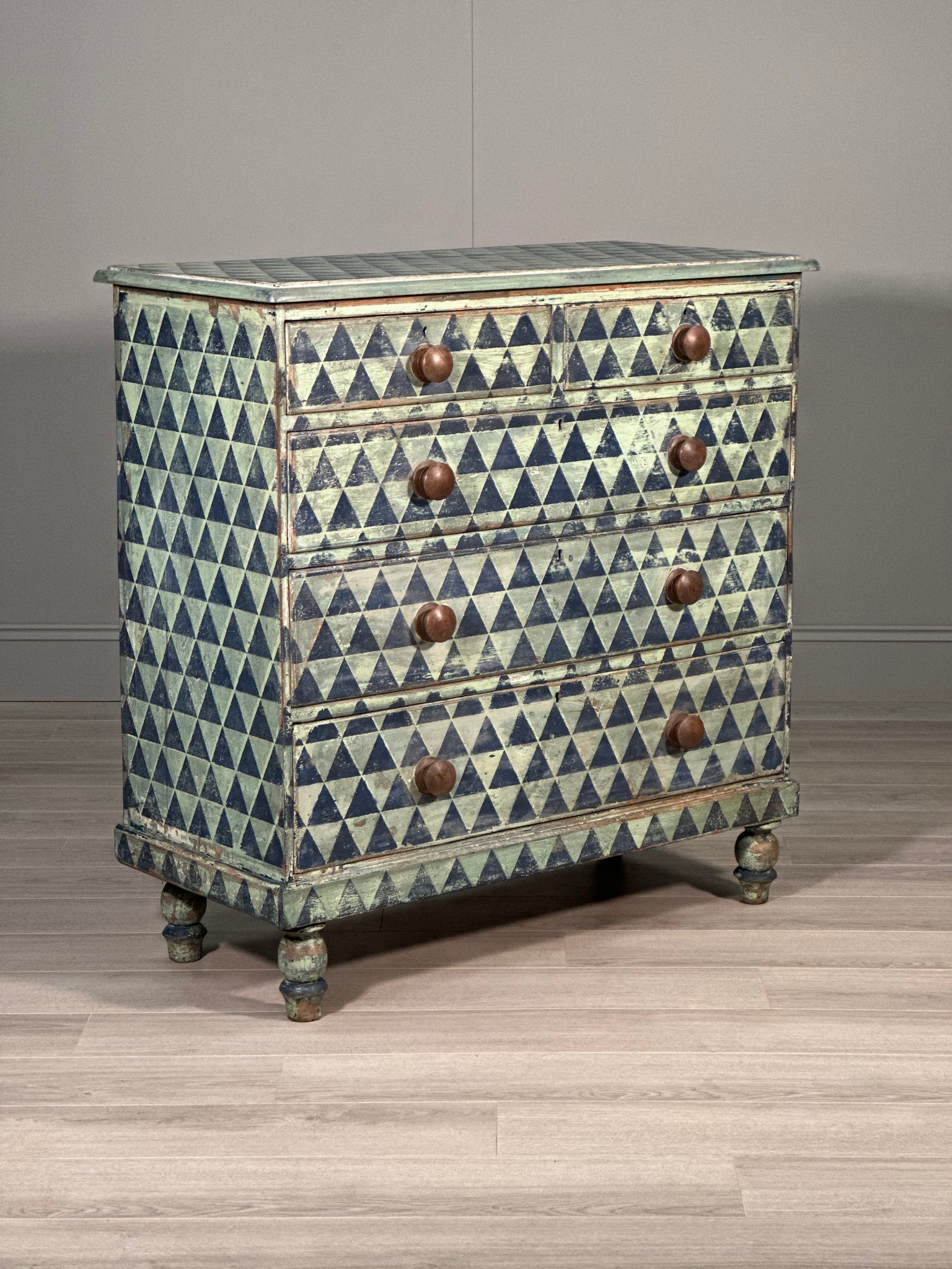 19th Century Geometric Painted Chest Of Drawers