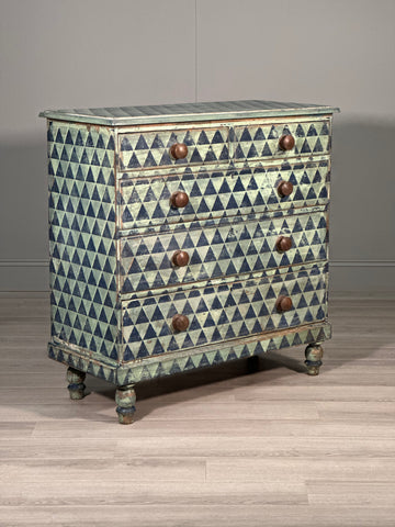 19th Century Geometric Painted Chest Of Drawers
