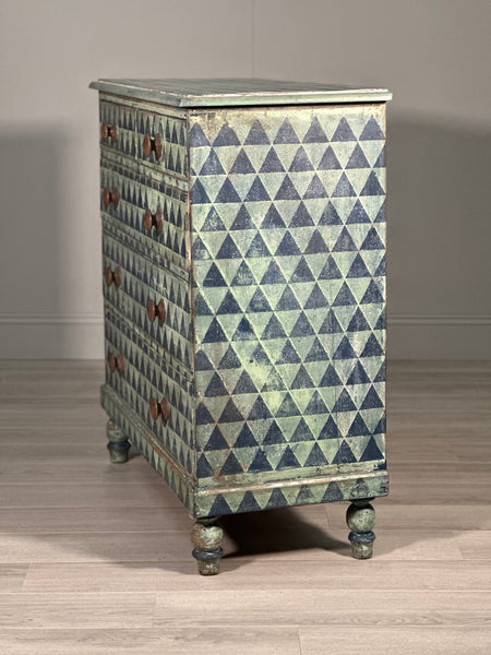19th Century Geometric Painted Chest Of Drawers