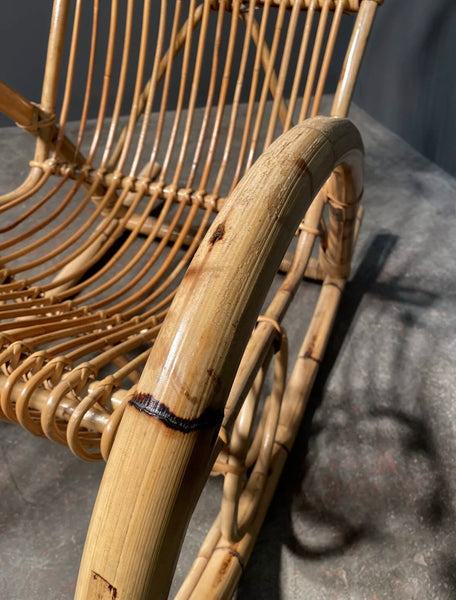 Mid Century Franco Albini Bamboo Rocking Chair