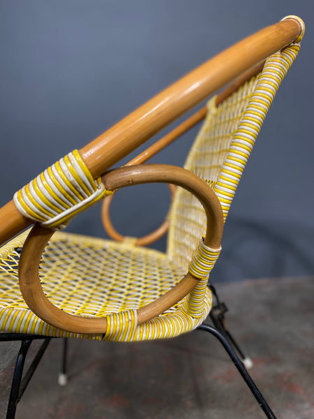 Pair Of Mid Century Bamboo And String Egg Chairs