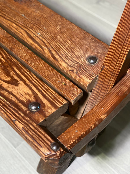 19th Century Pitch Pine Tram Bench