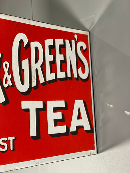 Double Sided Black & Greens Tea Vintage Enamel Sign
