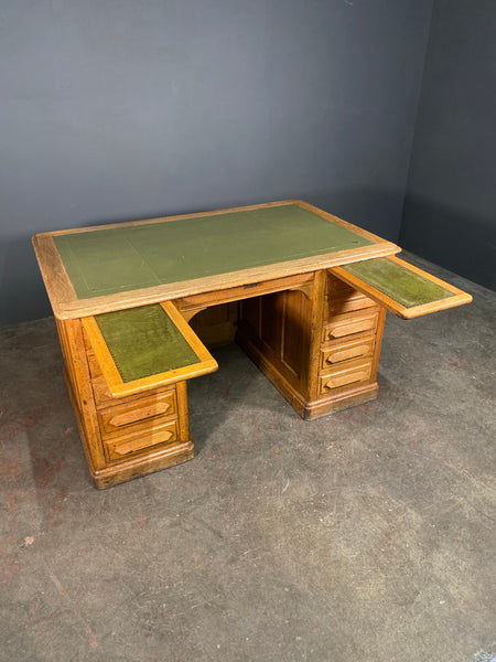Art Deco Light Oak Panelled Desk c1930