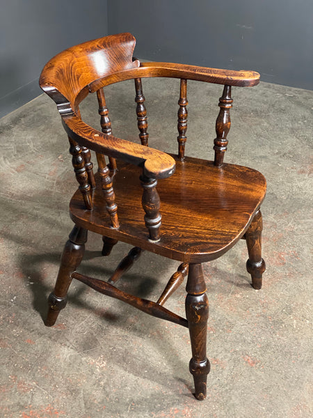 Antique Captains Smokers Bow Elm Desk Chair