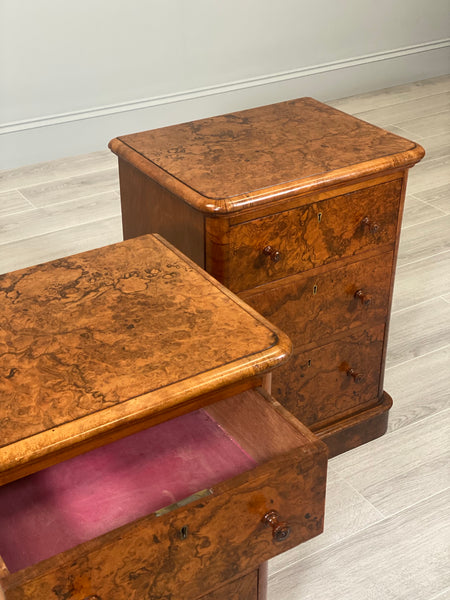 19th Century Burr Walnut Bedside Cabinets