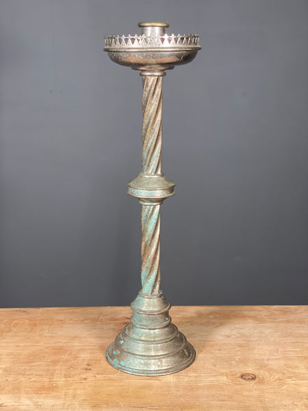 Large 19th Century Silver Plated Bronze Church Candlestick
