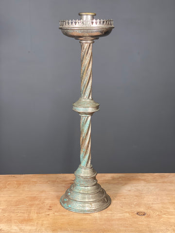 Large 19th Century Silver Plated Bronze Church Candlestick