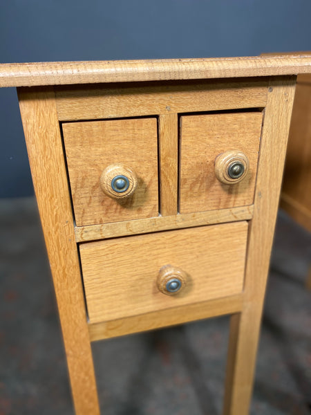 Mid 20th Century Solid Oak Pair Of Bedside Cabinets