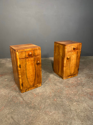 Burr Walnut Art Deco Bedside Cabinets