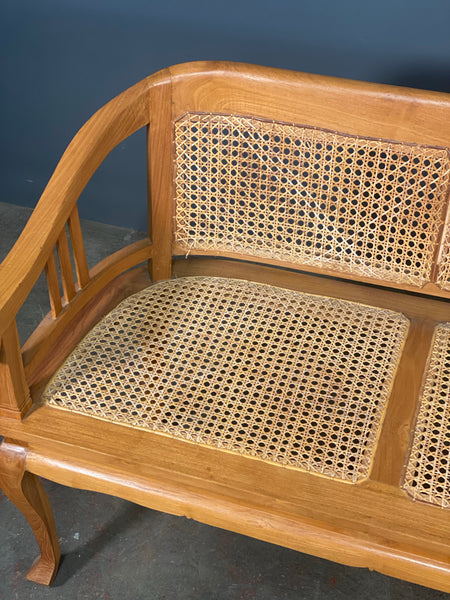 Mid Century Elm Bergere Bench