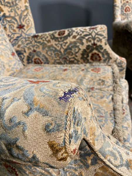 A Pair Of 20th Century Antique Floral Armchairs By Beresford And Hicks