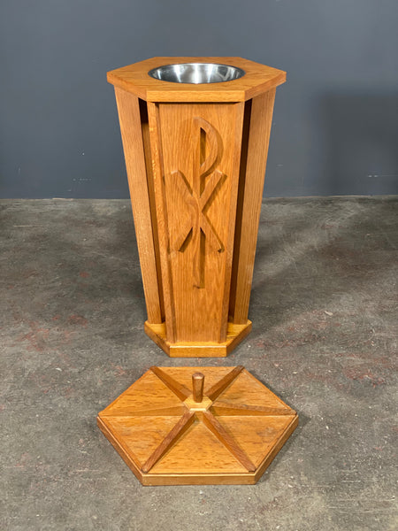 Mid 20th Century Oak Church Baptismal Font
