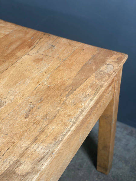 Huge 10ft Beech School Refectory Table c1920