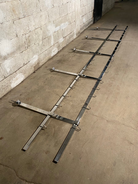 16ft Stainless Steel Butchers Shop Display Rack Ceiling Mounted