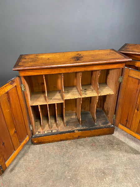 Matching Pair Of Victorian Pitch Pine School Cupboards