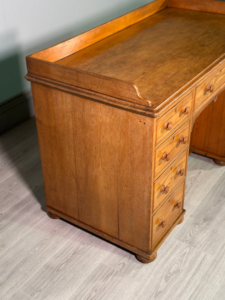 19th Century Solid Ash Kneehole Desk