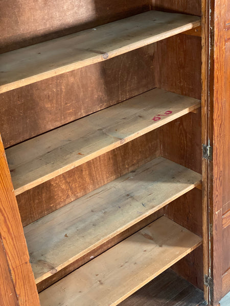 Large Pitch Pine School Cupboard By R Denham & Co