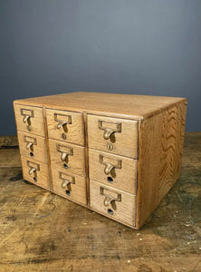 Early 20th Century Oak Index 9 Drawer Cabinet