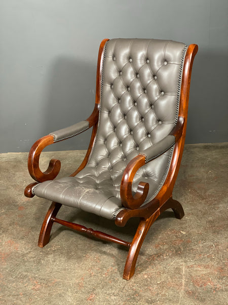 A Vintage Leather Chesterfield Slipper Chair
