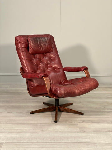 Danish Leather Swivel Armchair 1970’s
