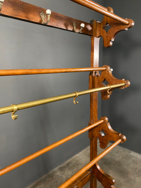 19th Century Victorian Large Oak Hallway Shoe Coat Rack