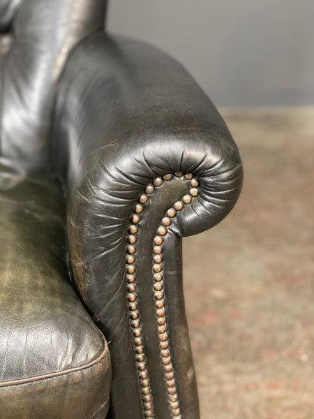 20th Century Dark Green Chesterfield Leather Armchair