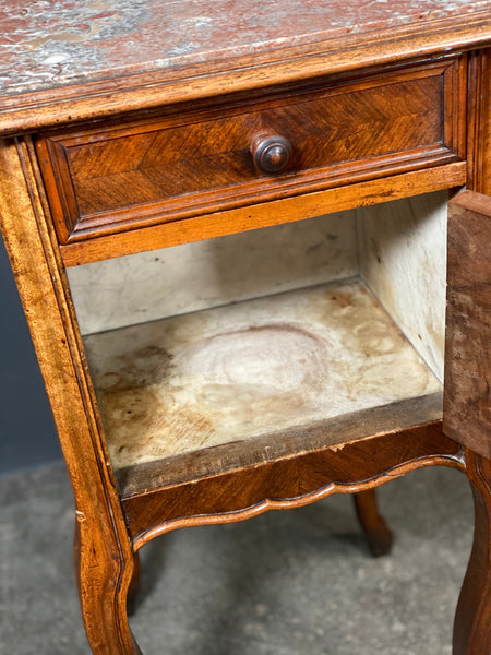 Antique Walnut French Bedside Cabinet