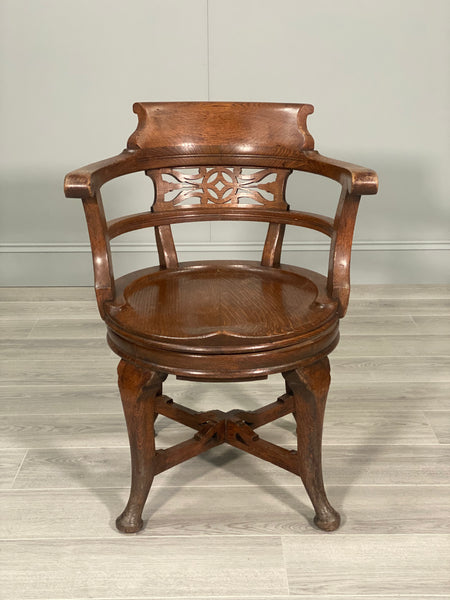 19th Century Revolving Oak Desk Chair