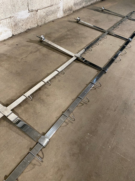 16ft Stainless Steel Butchers Shop Display Rack Ceiling Mounted