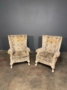 A Pair Of 20th Century Antique Floral Armchairs By Beresford And Hicks