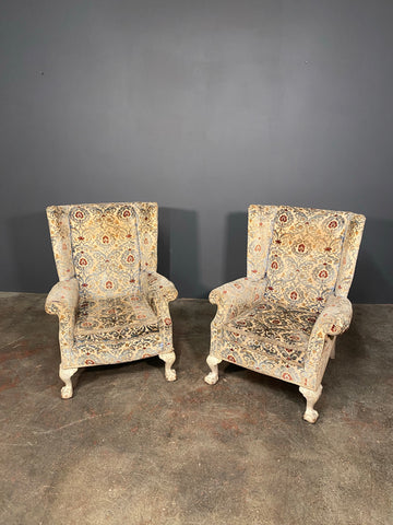 A Pair Of 20th Century Antique Floral Armchairs By Beresford And Hicks