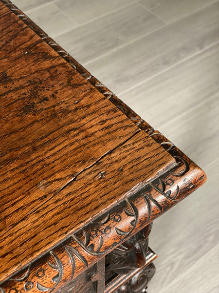 19th Century Carved Oak Greenman Table