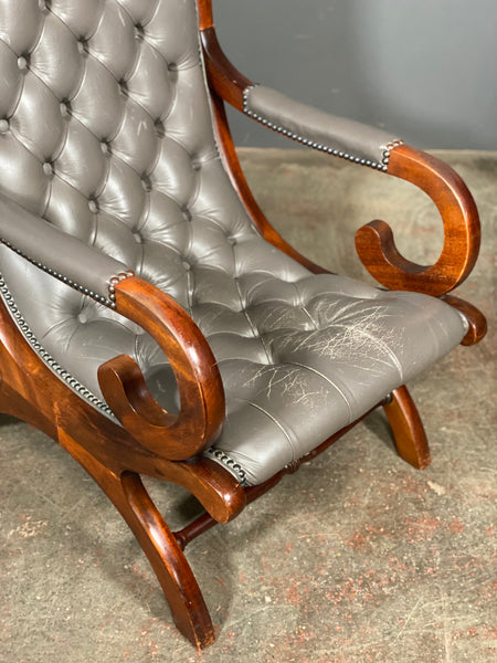 A Vintage Leather Chesterfield Slipper Chair