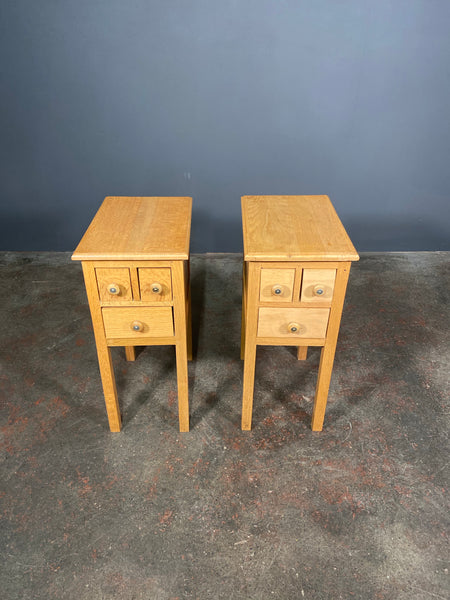Mid 20th Century Solid Oak Pair Of Bedside Cabinets