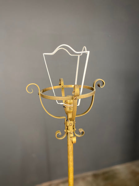 Large 19th Century Art Nouveau Adjustable Brass Onyx Floor Lamp