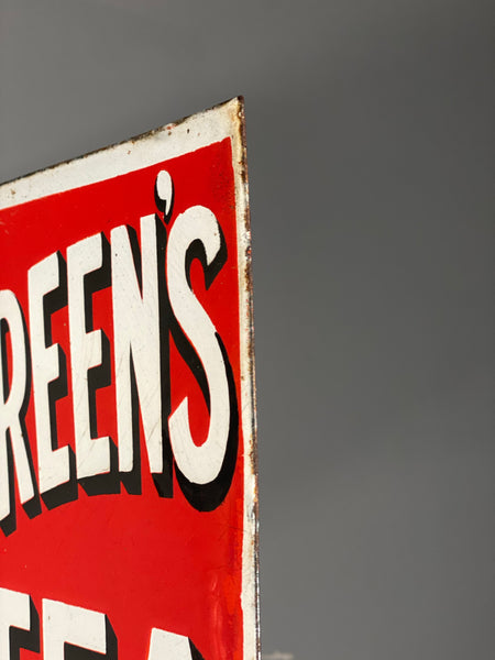 Double Sided Black & Greens Tea Vintage Enamel Sign