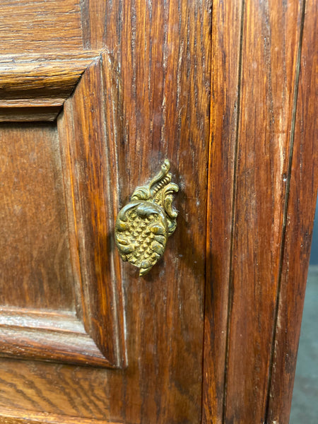 Antique Pair Of French Oak Marble Bedside Cabinets