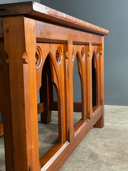Large Victorian Gothic Pitch Pine Church Altar Table