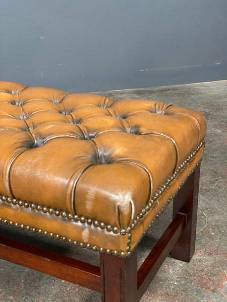 Large Chesterfield Leather Footstool