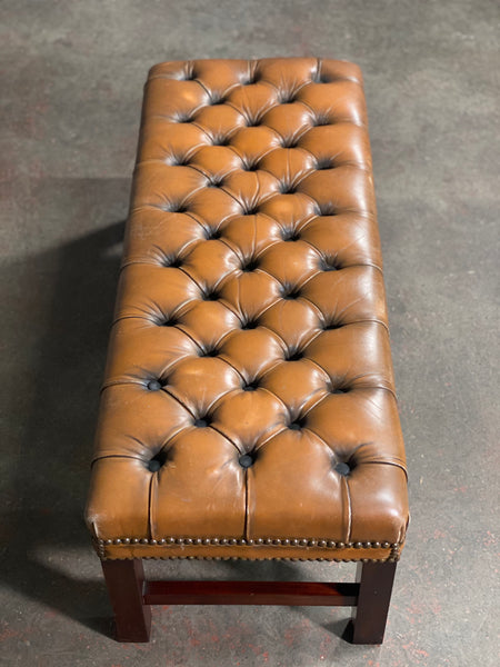 Large Chesterfield Leather Footstool