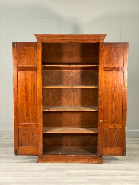 Large Pitch Pine School Cupboard By R Denham & Co