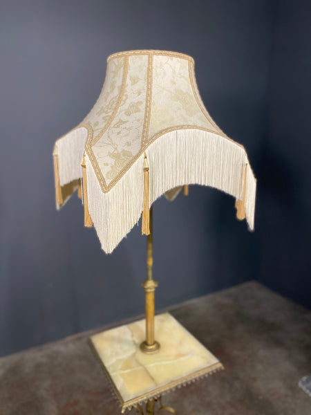 Large 19th Century Art Nouveau Adjustable Brass Onyx Floor Lamp